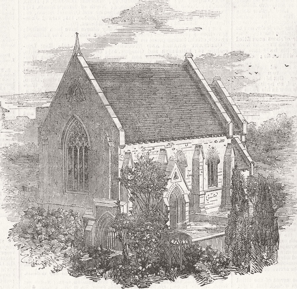 FRANCE. Protestant church built, Cannes 1857 old antique vintage print picture